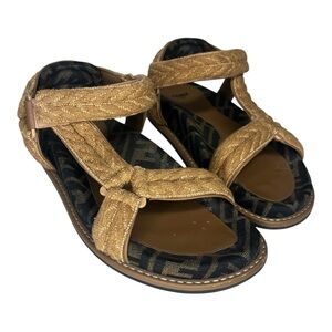 Fendi "Feel Rope Sport" Raffia Platform Sandals, MSSRP $995